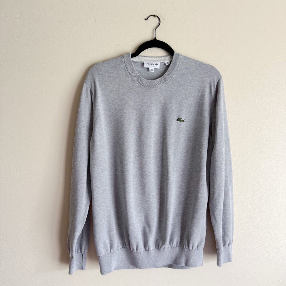 Lacoste Grey Long Sleeve Classic Fit Pullover Sweater XL Norm Norm Core Minimal